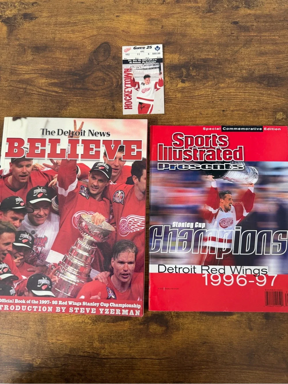 Detroit Red Wings Believe Book SI Stanley Cup Magazine Ticket Stub Yzerman NHL